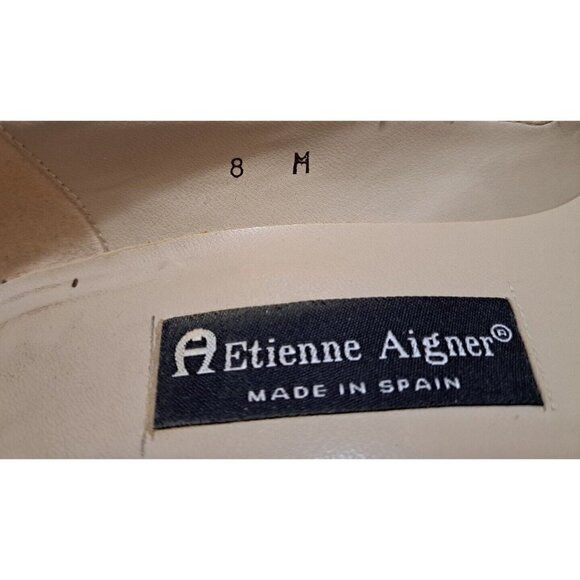 Etienne Aigner Women's 8M Brown Peep-Toe Snakeskin Leather Pumps  3" Heel - Picture 7 of 11